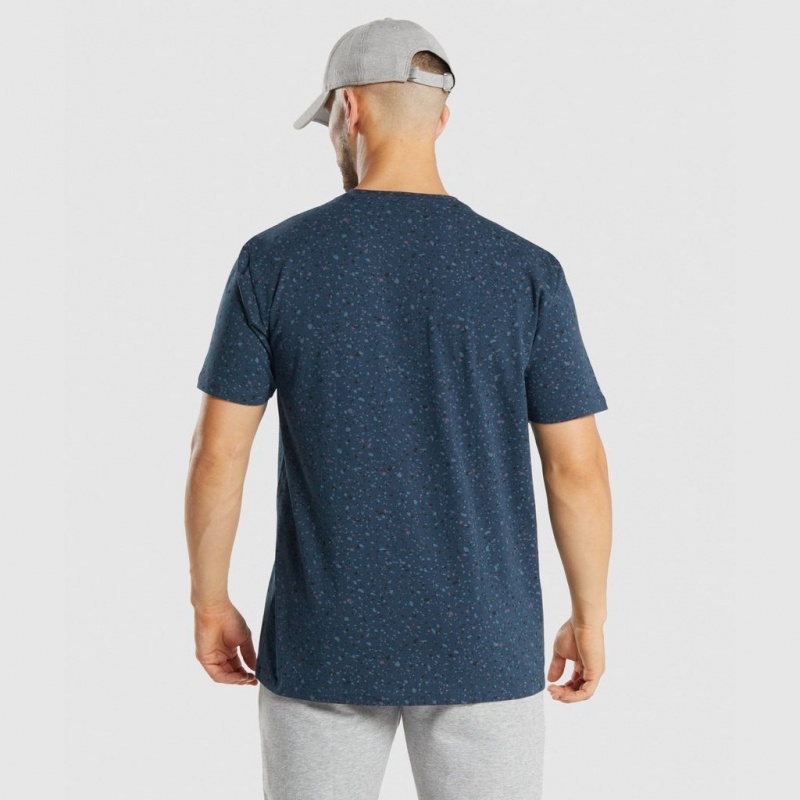 Camiseta Gymshark Micro Print Azul Marino | 57GSKOWQJ