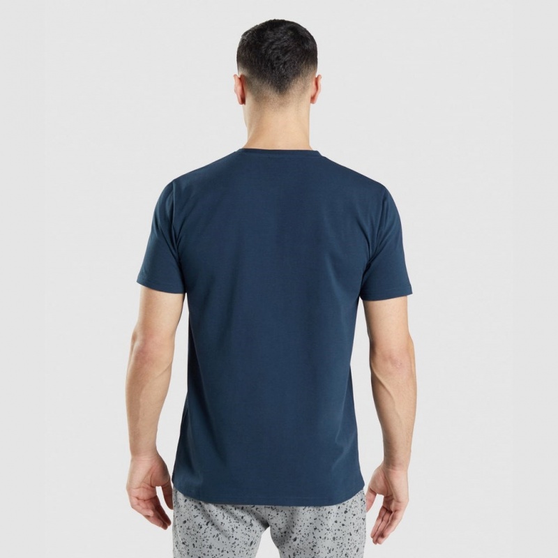 Camiseta Gymshark Micro Print Block Infill Azul Marino | 90ZTJMXRV