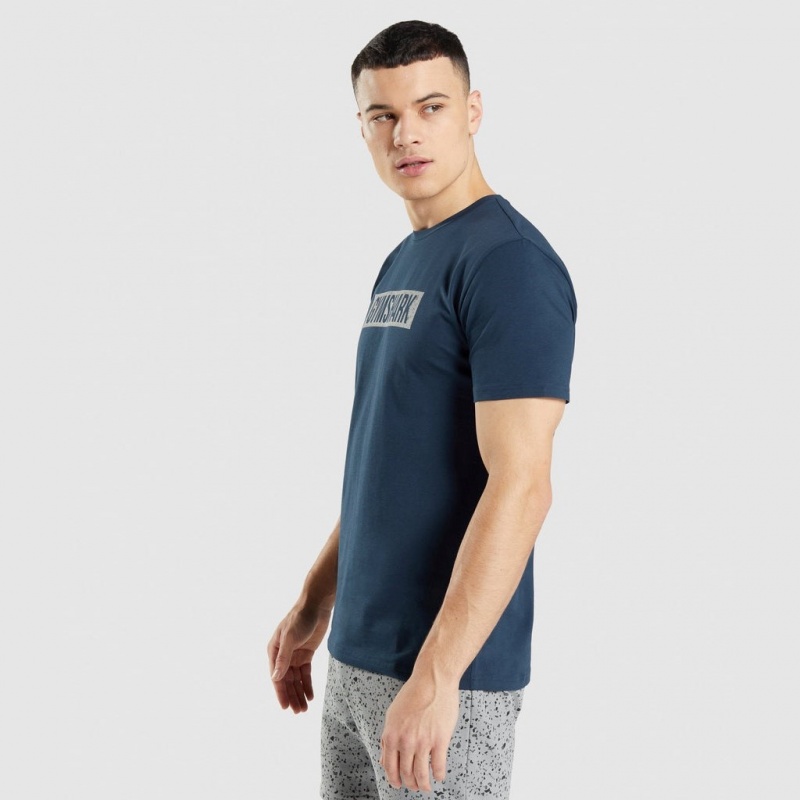 Camiseta Gymshark Micro Print Block Infill Azul Marino | 90ZTJMXRV