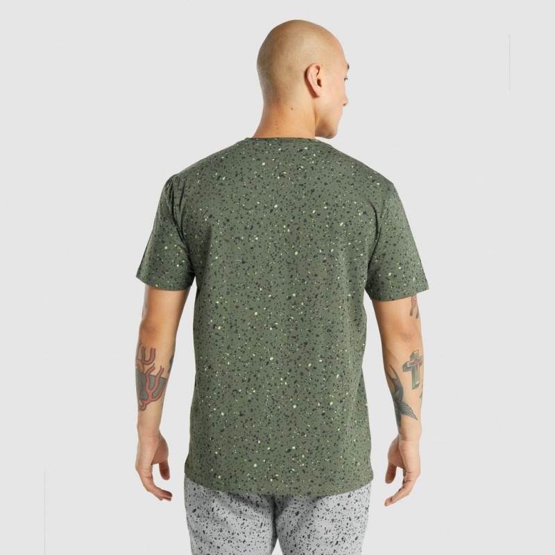 Camiseta Gymshark Micro Print Verde | 92QNVBZXW