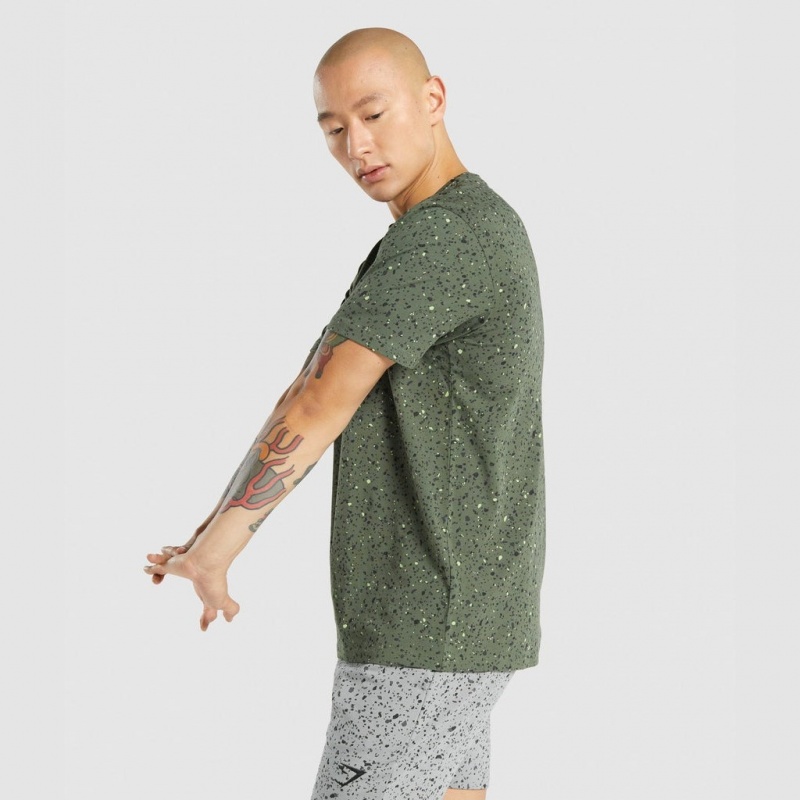 Camiseta Gymshark Micro Print Verde | 92QNVBZXW