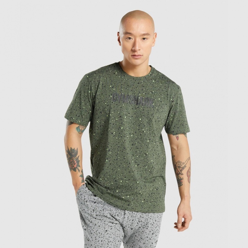 Camiseta Gymshark Micro Print Verde | 92QNVBZXW
