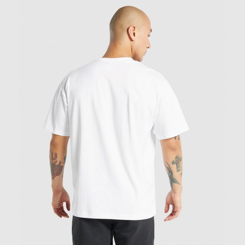 Camiseta Gymshark Oversized Blancas | 01PMKLOIV