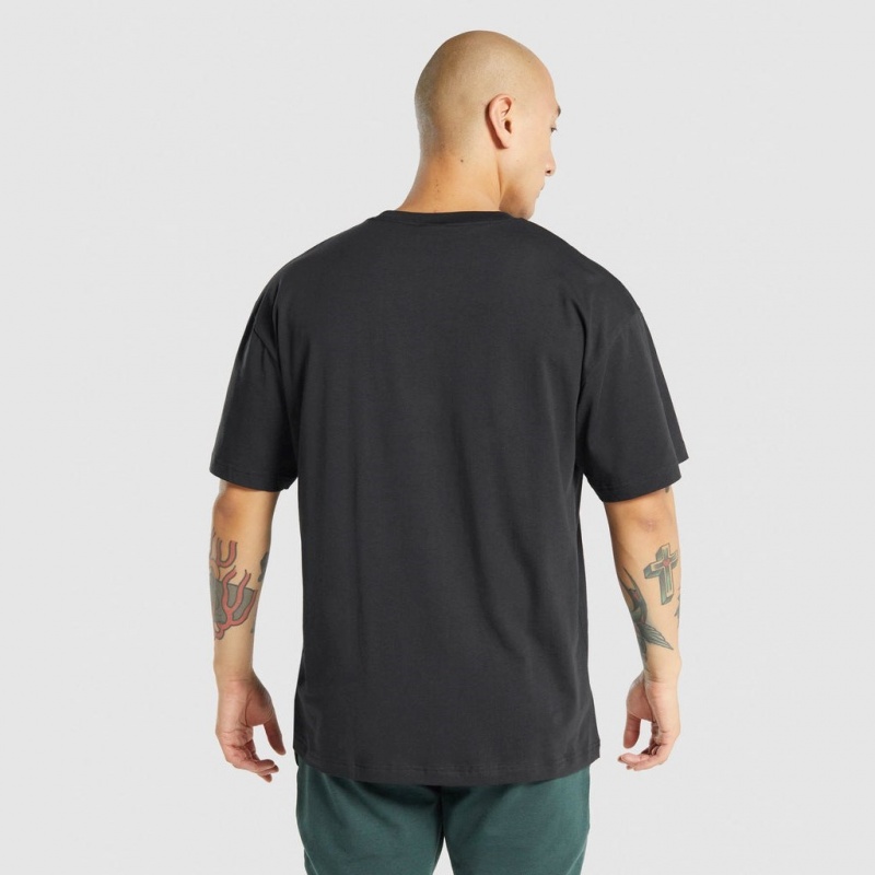 Camiseta Gymshark Oversized Negras | 53HRKDNCB