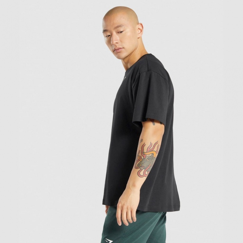 Camiseta Gymshark Oversized Negras | 53HRKDNCB