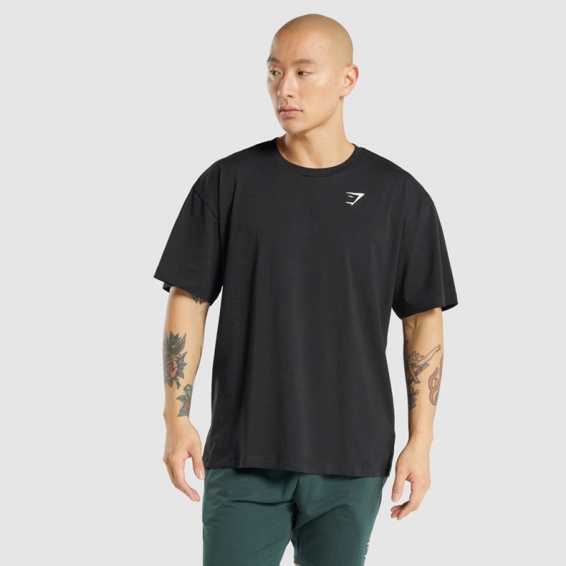 Camiseta Gymshark Oversized Negras | 53HRKDNCB