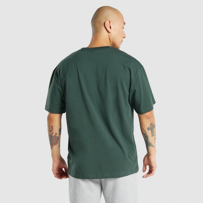 Camiseta Gymshark Oversized Verde Oscuro | 30LGHFQCT