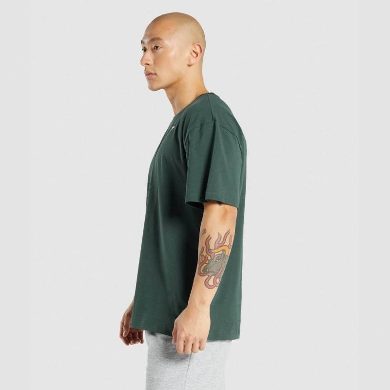 Camiseta Gymshark Oversized Verde Oscuro | 30LGHFQCT