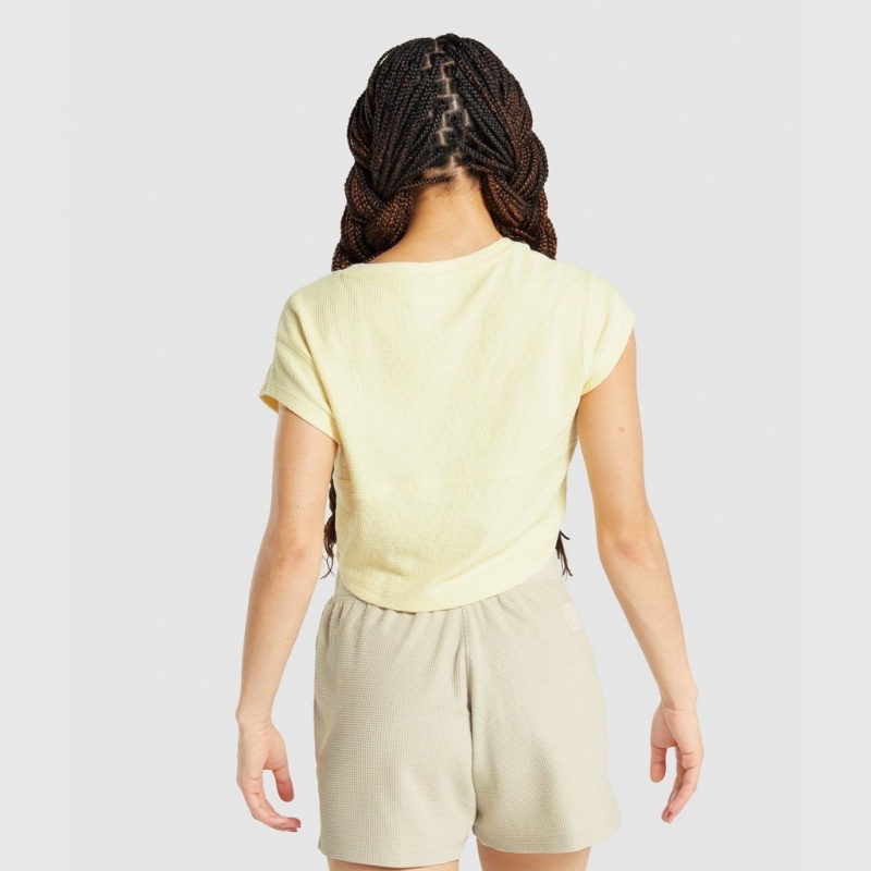 Camiseta Gymshark Pause Crop Amarillo | 79RFNZBVL