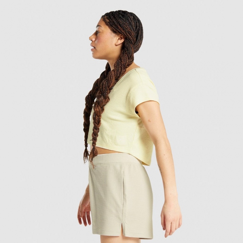Camiseta Gymshark Pause Crop Amarillo | 79RFNZBVL
