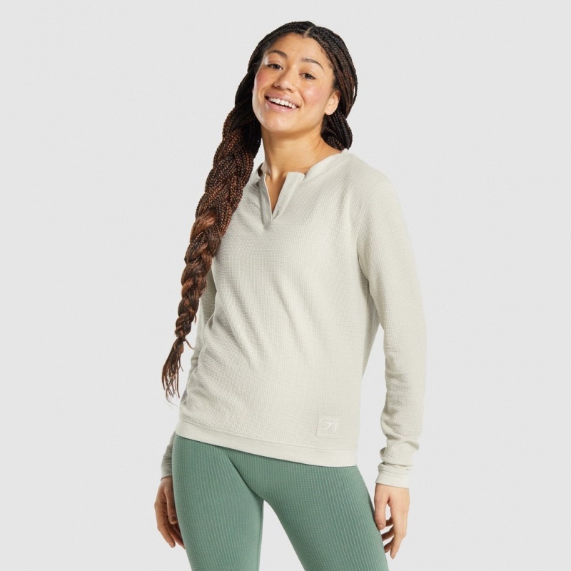 Camiseta Gymshark Pause Long Sleeve Gris | 05XPZCOKJ