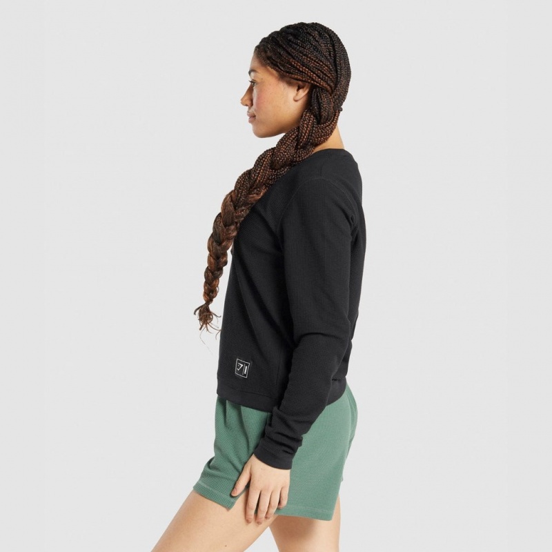 Camiseta Gymshark Pause Long Sleeve Negras | 90CRYEJFQ