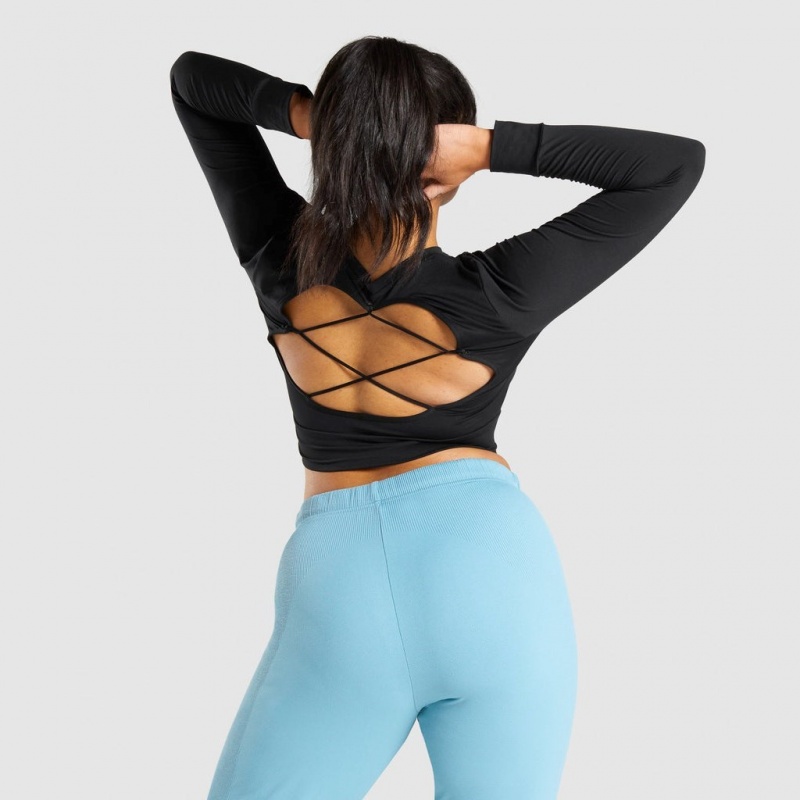 Camiseta Gymshark Pause Open Back Long Sleeve Crop Negras | 40SGXNVBE