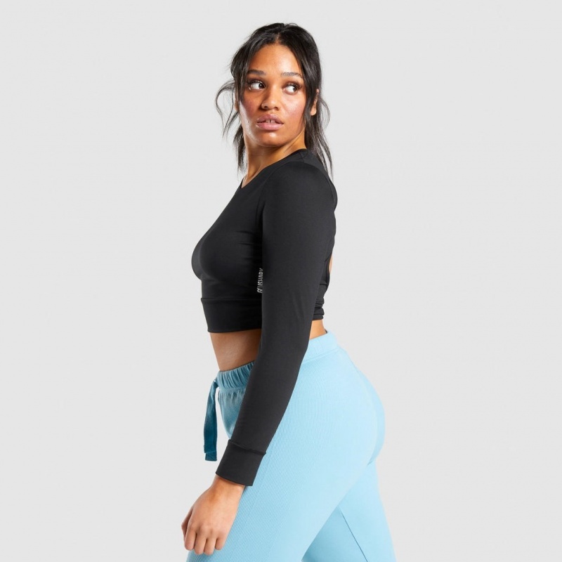 Camiseta Gymshark Pause Open Back Long Sleeve Crop Negras | 40SGXNVBE