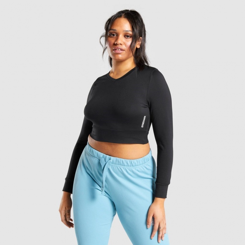 Camiseta Gymshark Pause Open Back Long Sleeve Crop Negras | 40SGXNVBE