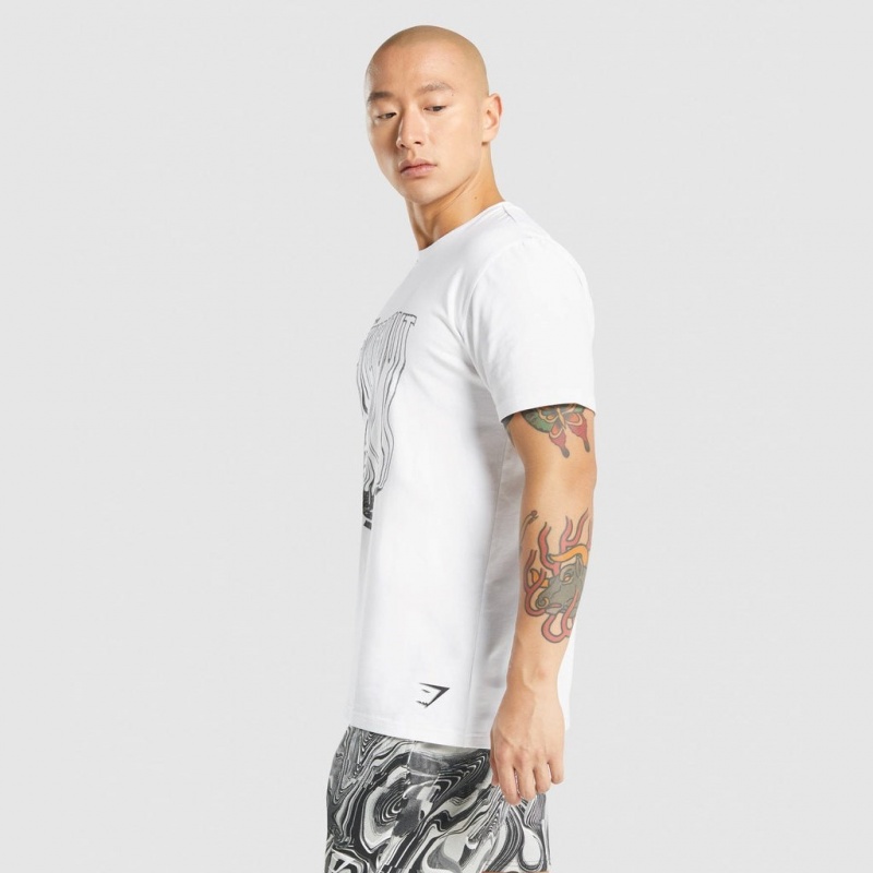 Camiseta Gymshark Pre-Workout Blancas | 87UQDMTIO