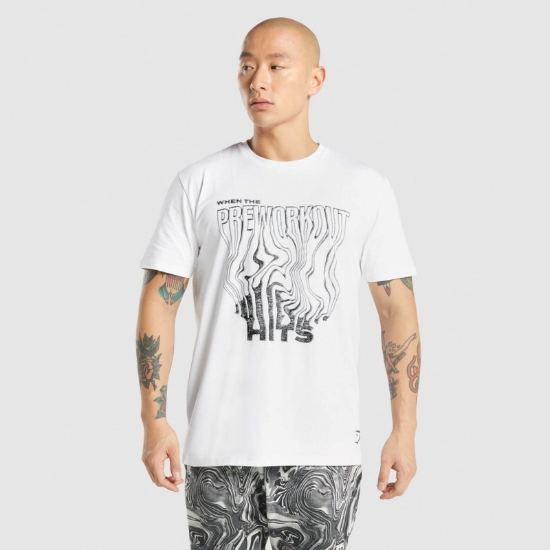 Camiseta Gymshark Pre-Workout Blancas | 87UQDMTIO