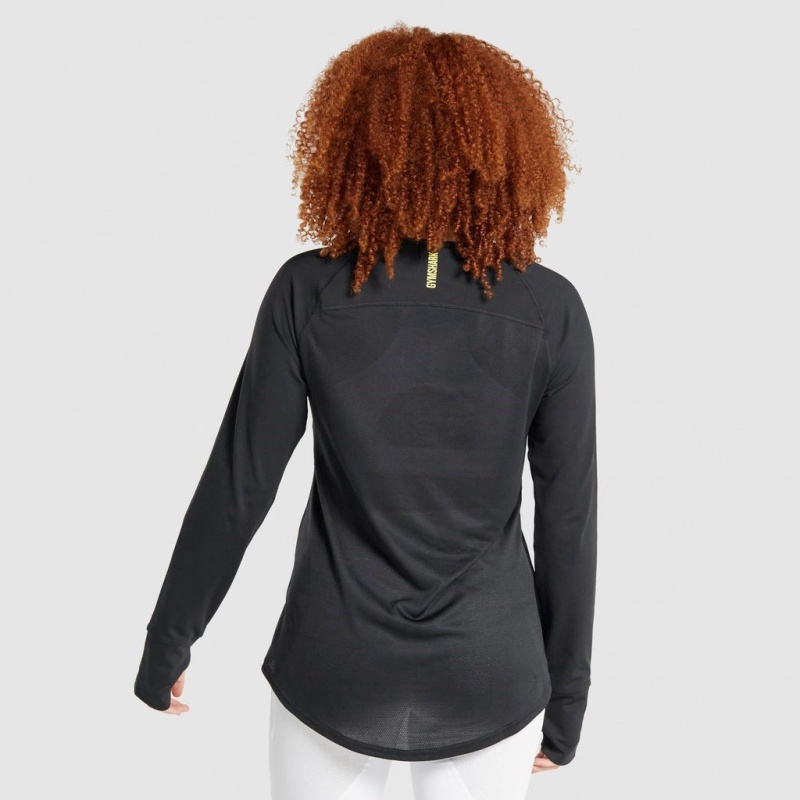 Camiseta Gymshark Pulse Long Sleeve Negras | 51JQBPKDY