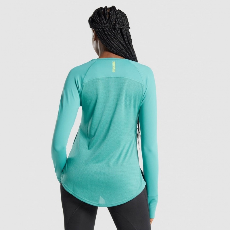 Camiseta Gymshark Pulse Long Sleeve Teal | 58YATNIDJ