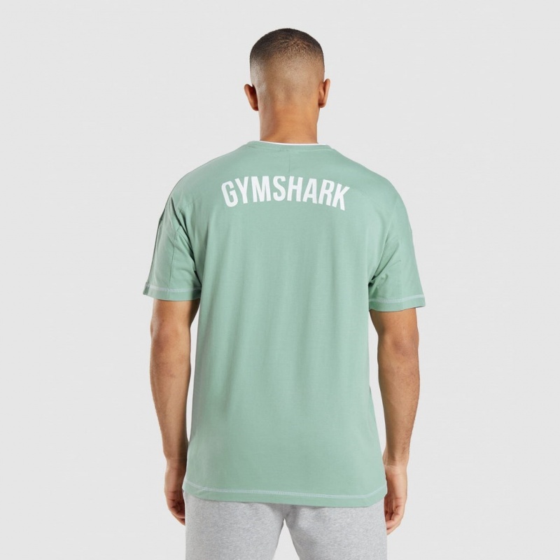 Camiseta Gymshark Recess Azules Blancas | 29FKDVNCI