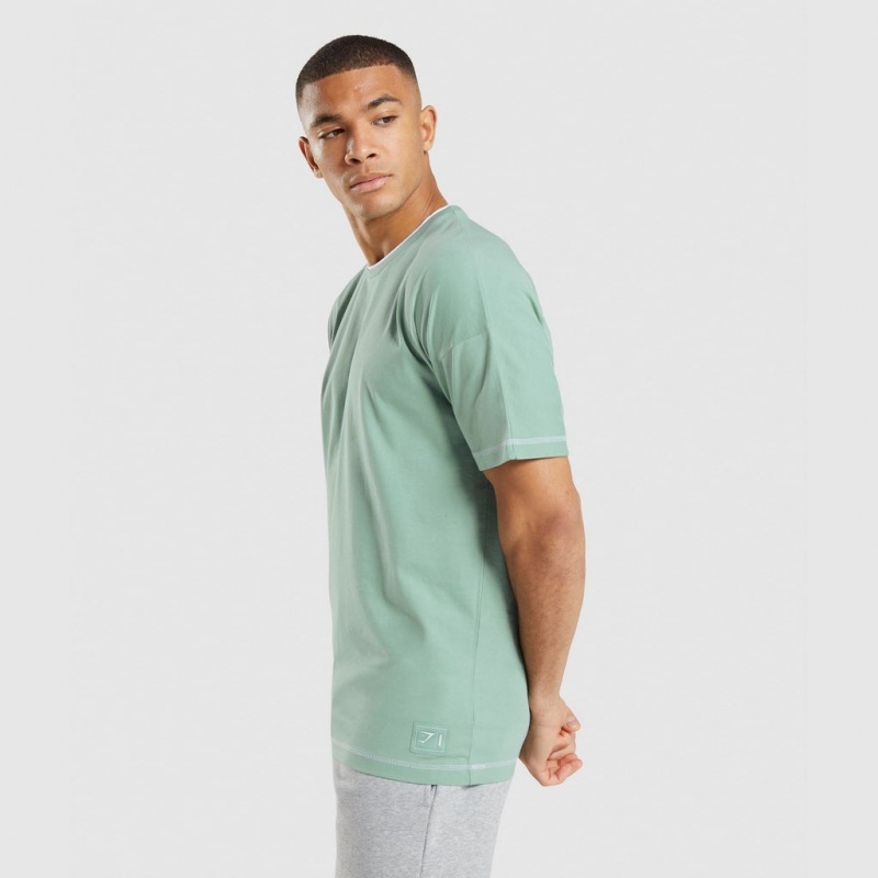 Camiseta Gymshark Recess Azules Blancas | 29FKDVNCI