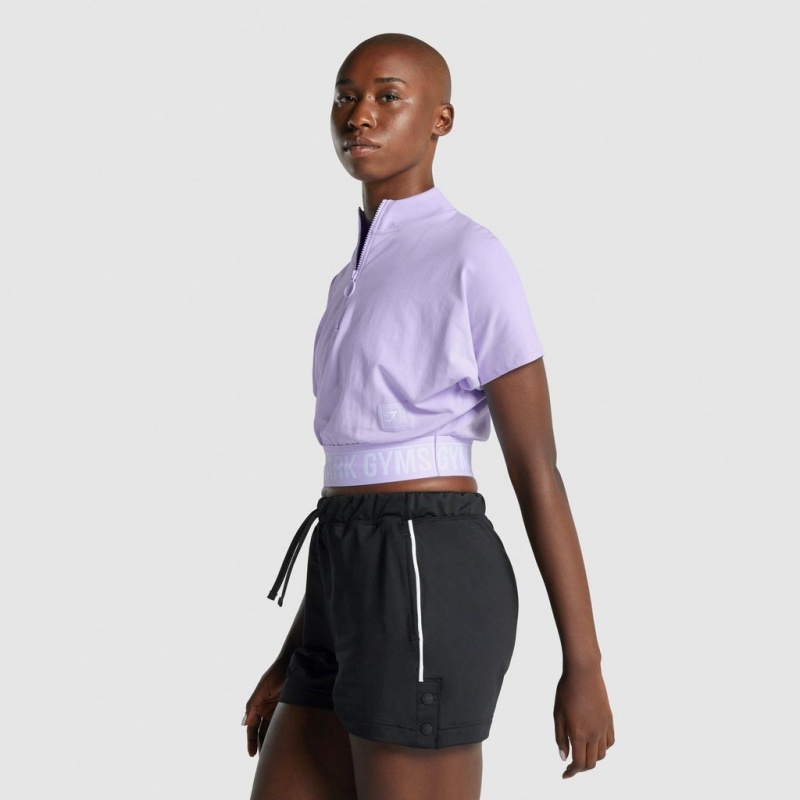 Camiseta Gymshark Recess Crop 1/2 Zip Tee Crop Moradas Claro | 27WVFAHXU