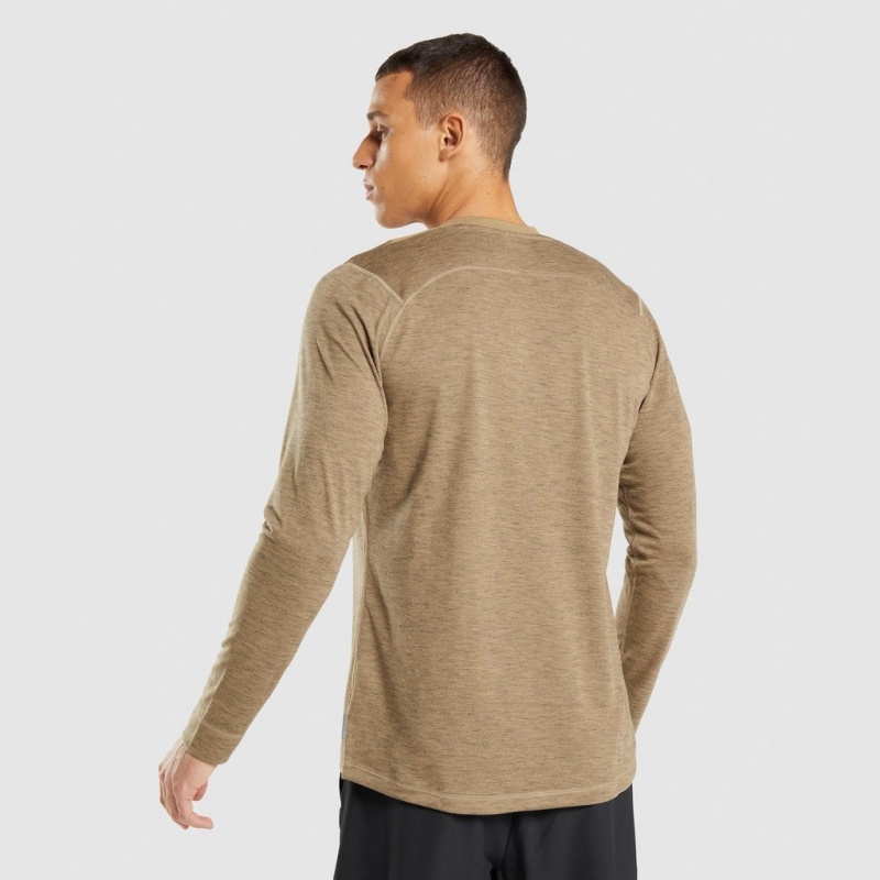 Camiseta Gymshark Retake Long Sleeve Marrones Claro | 48SHNXJGZ