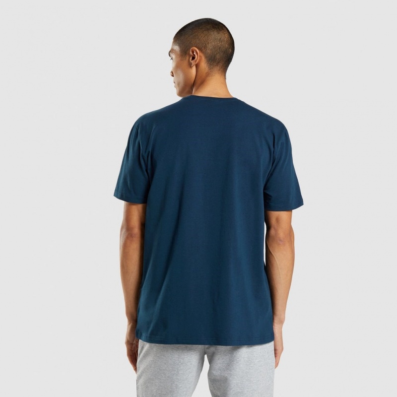Camiseta Gymshark Sharkhead Infill Azul Marino | 94HIUGSFW