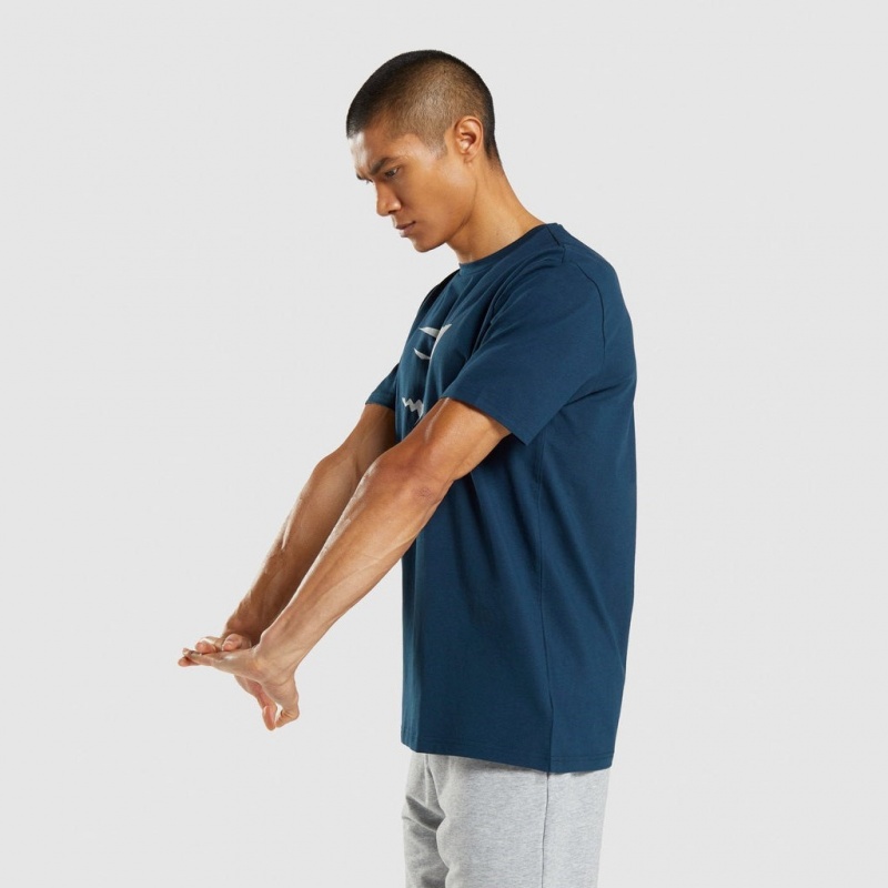 Camiseta Gymshark Sharkhead Infill Azul Marino | 94HIUGSFW