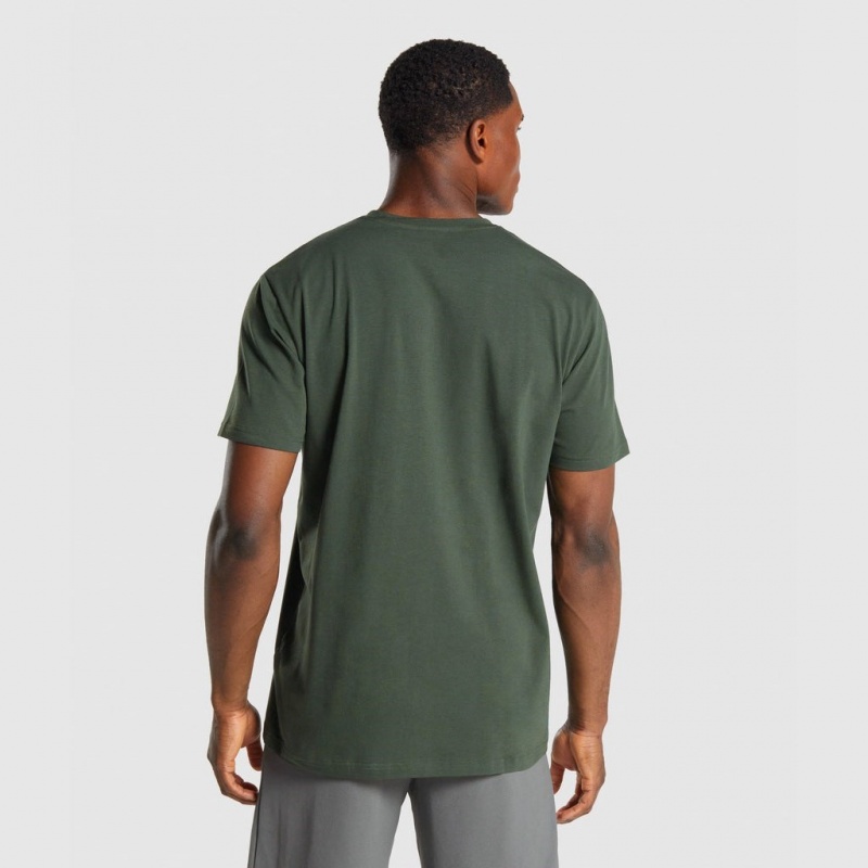 Camiseta Gymshark Sharkhead Infill Verde Oscuro | 16DRMHIOZ