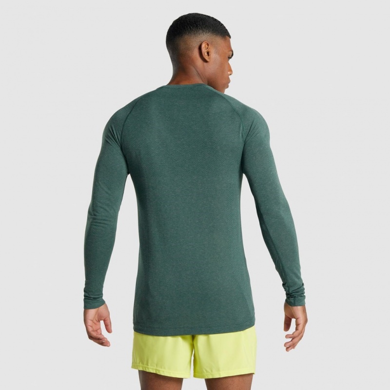 Camiseta Gymshark Vital Light Seamless Long Sleeve Verde Oscuro | 19ZHLAJBM