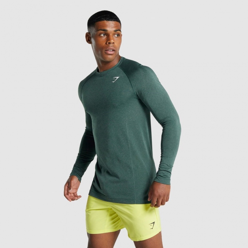 Camiseta Gymshark Vital Light Seamless Long Sleeve Verde Oscuro | 19ZHLAJBM