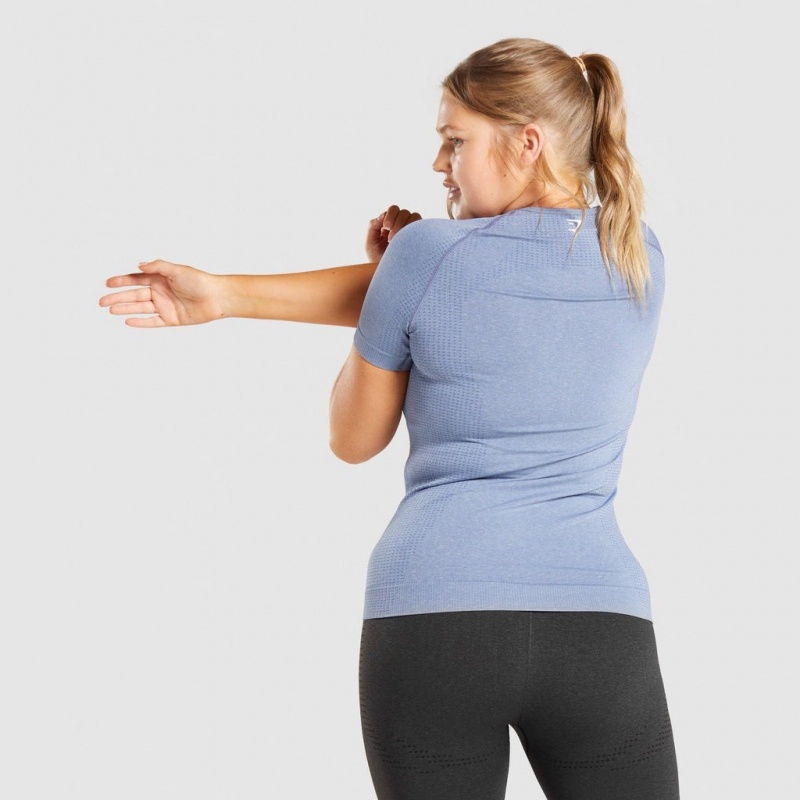 Camiseta Gymshark Vital Seamless 2.0 Azules | 23WYXQNIA