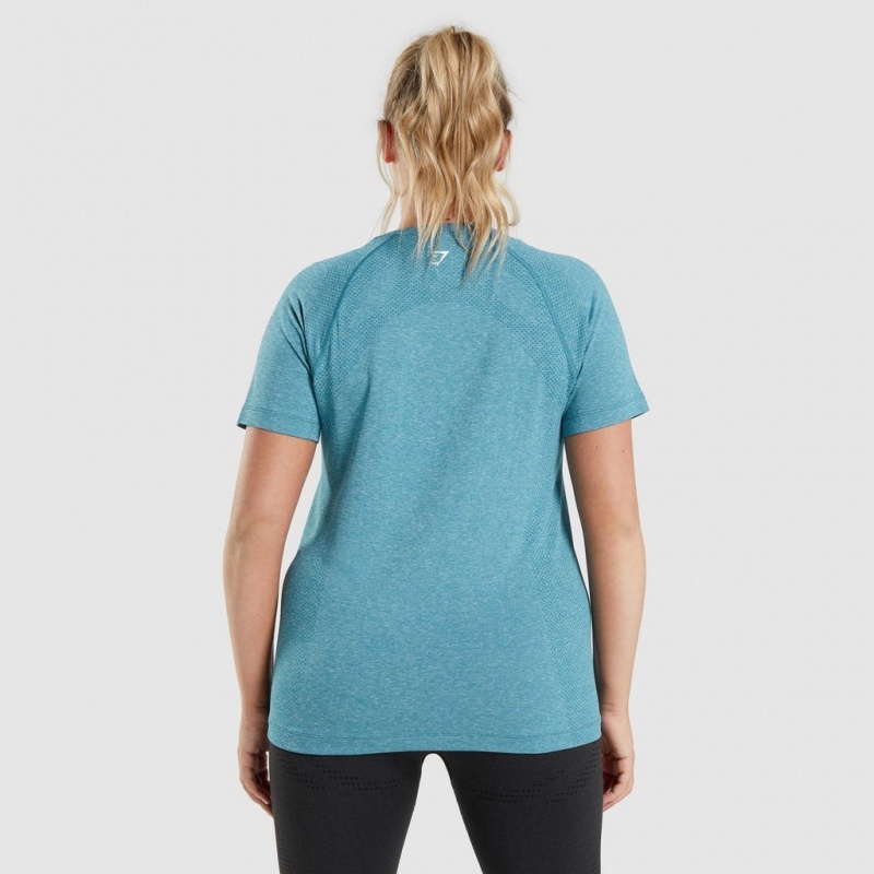 Camiseta Gymshark Vital Seamless 2.0 Light Tahoe Teal Marl | 24SNHZKLG