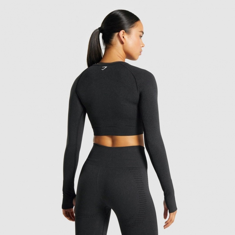 Camiseta Gymshark Vital Seamless 2.0 Long Sleeve Crop Negras | 18KXQHTAN