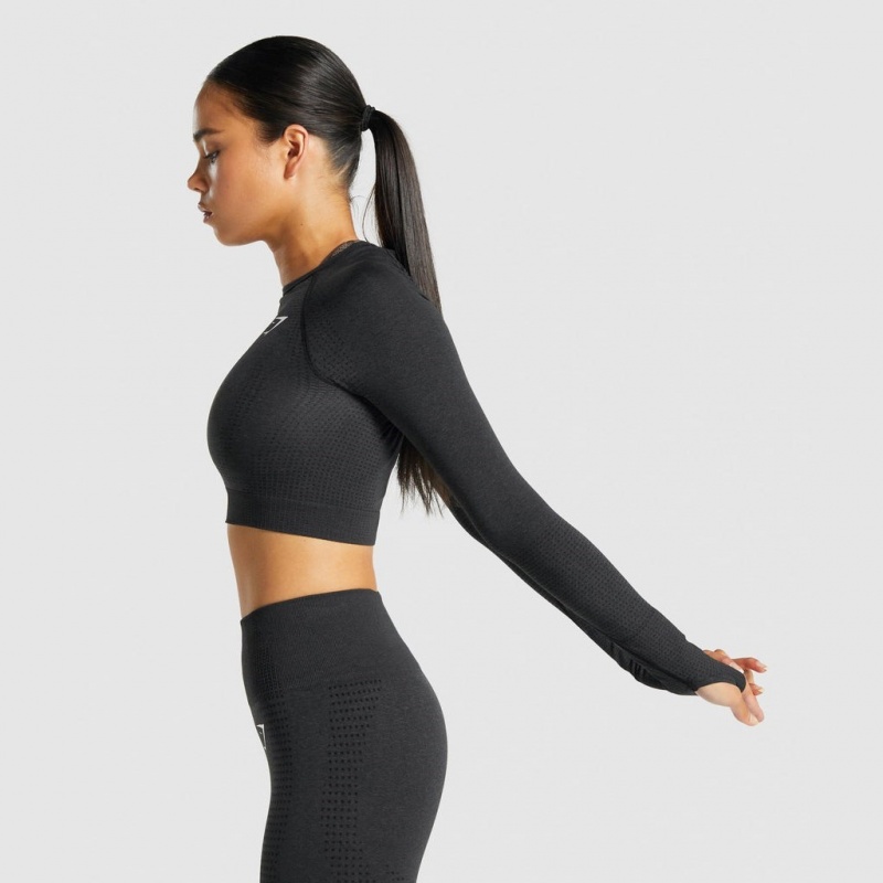 Camiseta Gymshark Vital Seamless 2.0 Long Sleeve Crop Negras | 18KXQHTAN