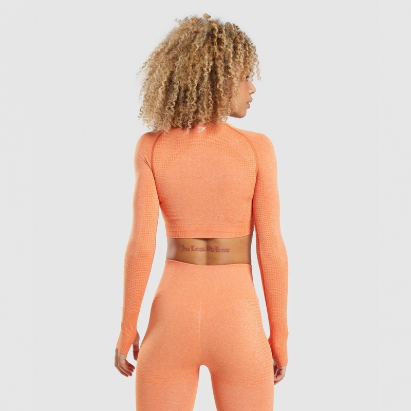 Camiseta Gymshark Vital Seamless 2.0 Long Sleeve Crop Albaricoque Naranjas | 58GFJQNRV