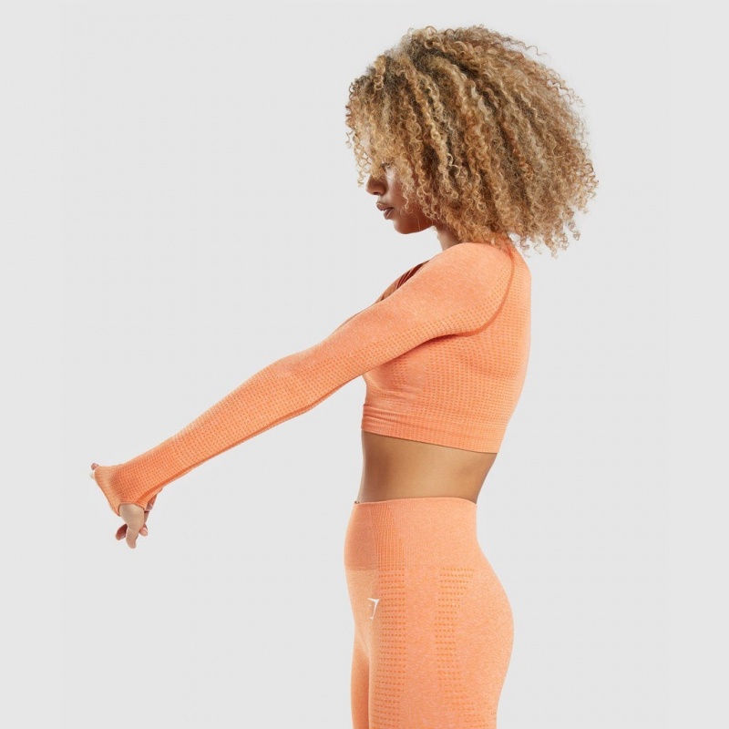 Camiseta Gymshark Vital Seamless 2.0 Long Sleeve Crop Albaricoque Naranjas | 58GFJQNRV