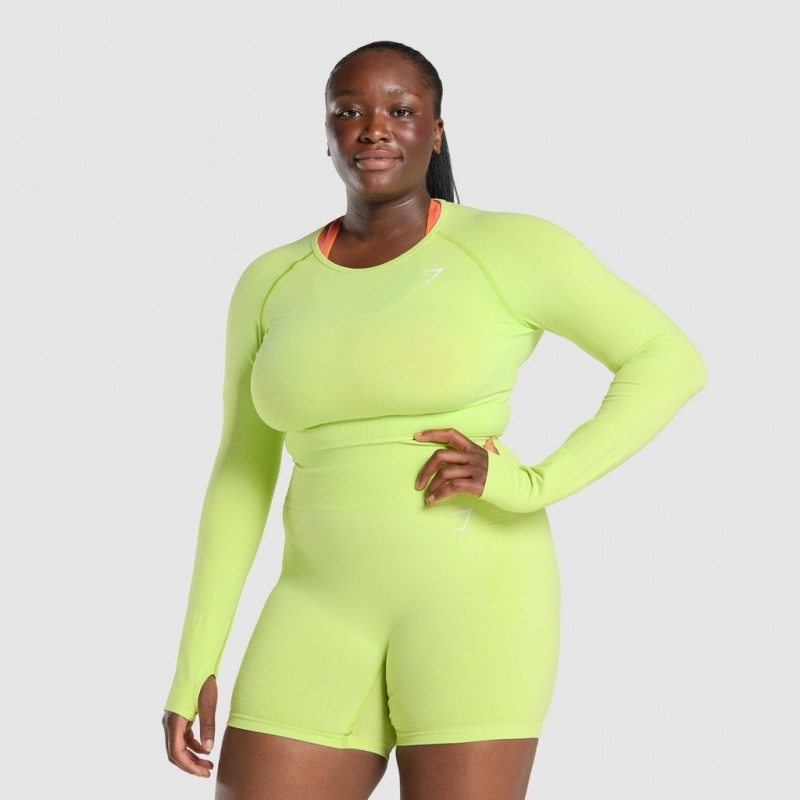 Camiseta Gymshark Vital Seamless 2.0 Long Sleeve Crop Amarillo | 25AFNJRKI
