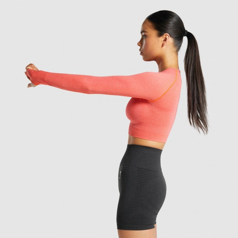 Camiseta Gymshark Vital Seamless 2.0 Long Sleeve Crop Naranjas | 31WEGKALH
