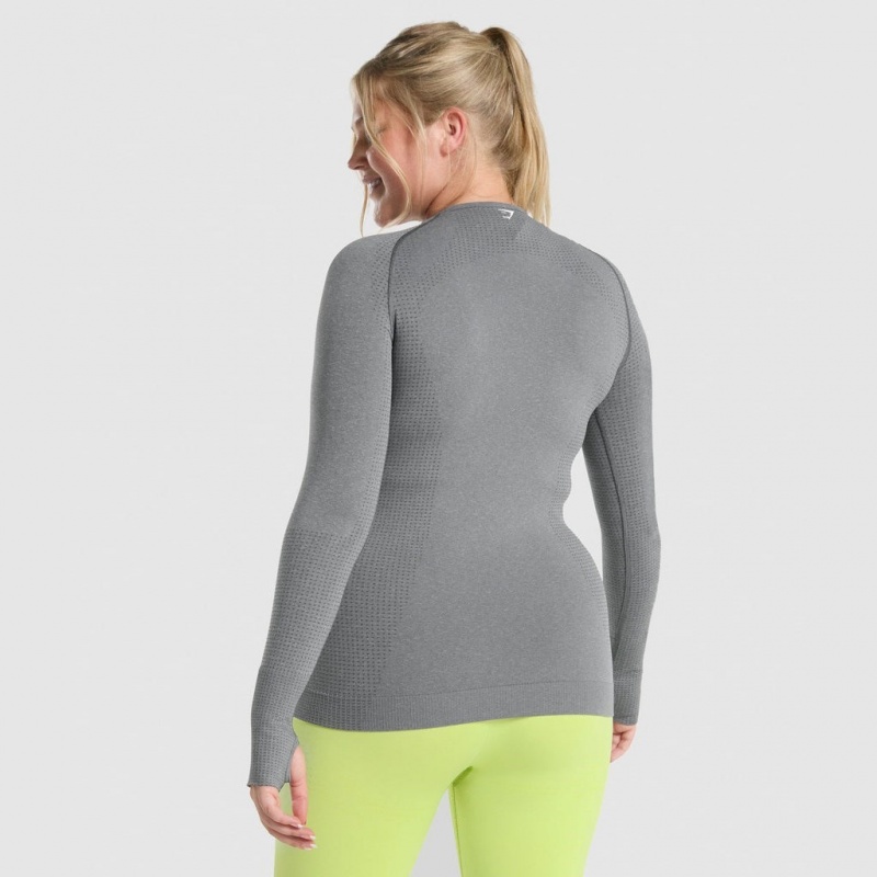 Camiseta Gymshark Vital Seamless 2.0 Long Sleeve Gris | 14UOJPNLD