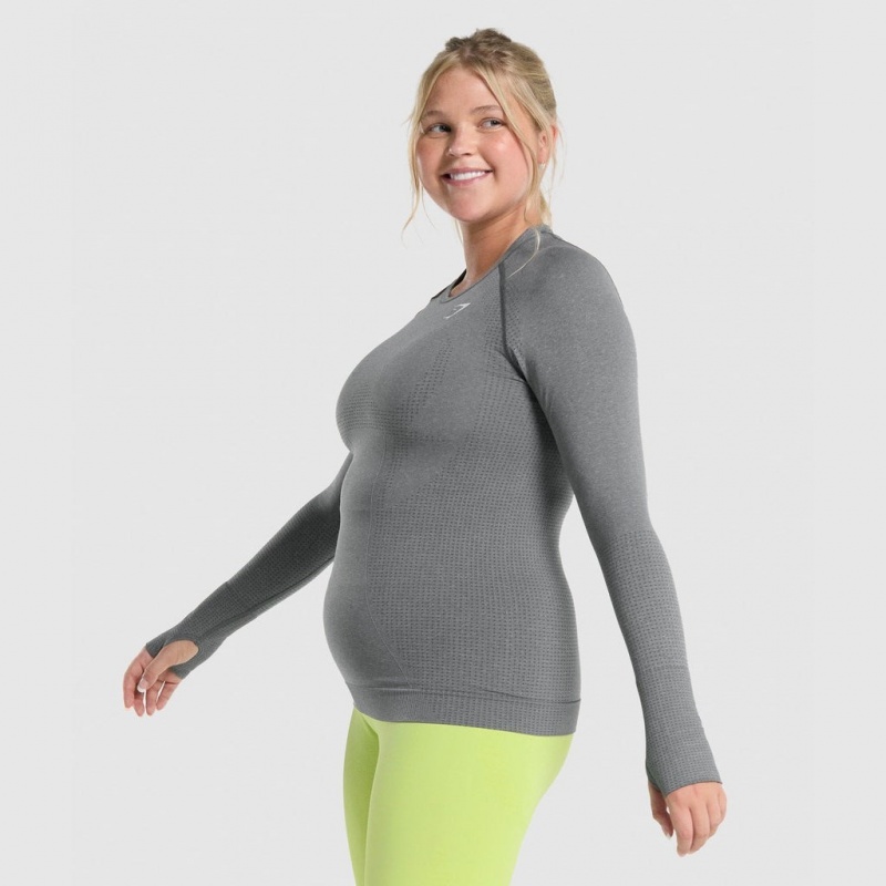 Camiseta Gymshark Vital Seamless 2.0 Long Sleeve Gris | 14UOJPNLD