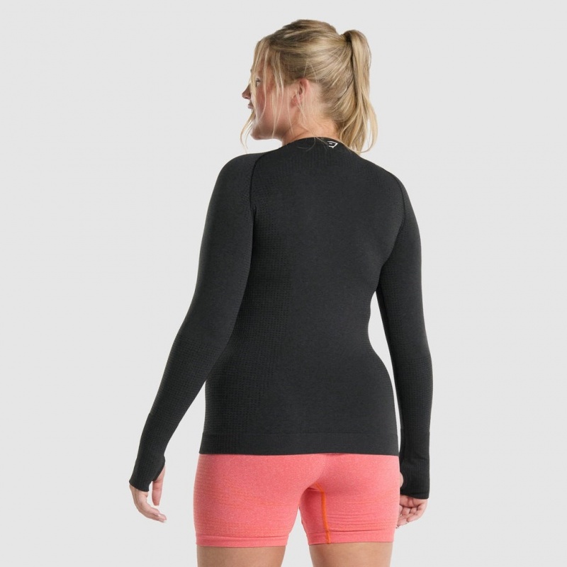 Camiseta Gymshark Vital Seamless 2.0 Long Sleeve Negras | 35IVUKMBE