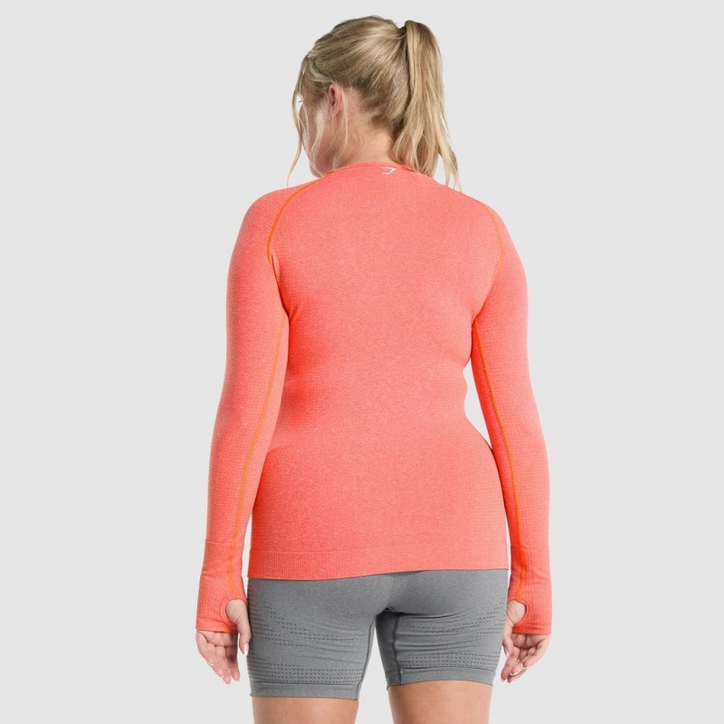 Camiseta Gymshark Vital Seamless 2.0 Long Sleeve Naranjas | 93BJSQUNK