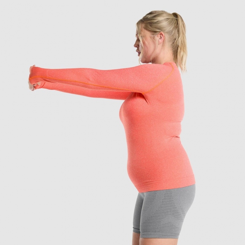 Camiseta Gymshark Vital Seamless 2.0 Long Sleeve Naranjas | 93BJSQUNK