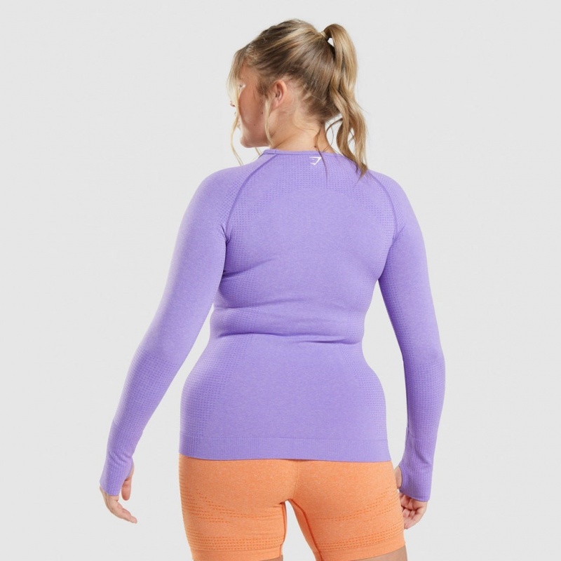 Camiseta Gymshark Vital Seamless 2.0 Long Sleeve Moradas | 65XPCJAMS