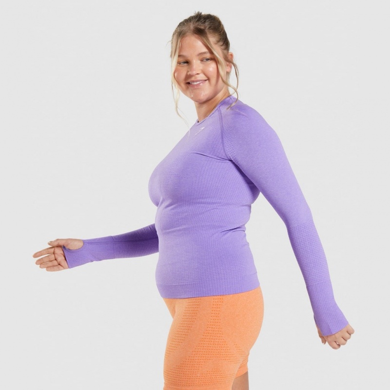 Camiseta Gymshark Vital Seamless 2.0 Long Sleeve Moradas | 65XPCJAMS