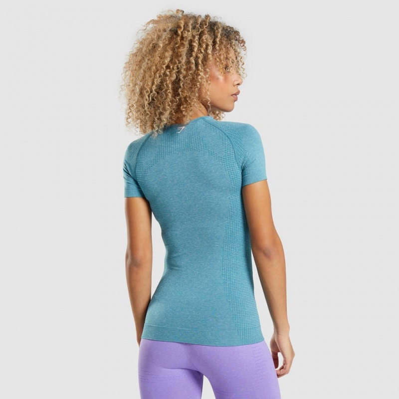 Camiseta Gymshark Vital Seamless 2.0 Tahoe Teal Marl | 07FZXQJGE