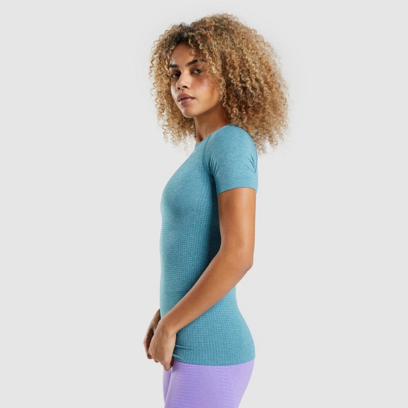 Camiseta Gymshark Vital Seamless 2.0 Tahoe Teal Marl | 07FZXQJGE