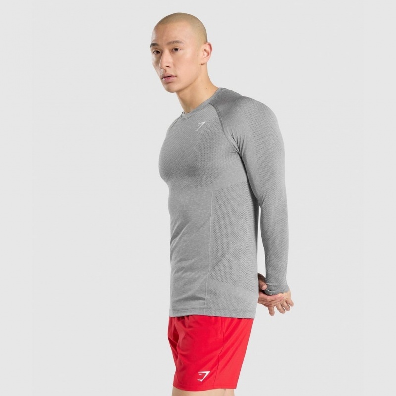 Camiseta Gymshark Vital Seamless Long Sleeve Charcoal Marl | 78JRWNEYM
